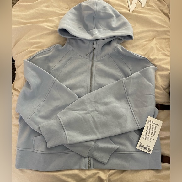 lululemon athletica Tops - Lululemon scuba Oversized Full Zip Hoodie Size M/L Blue linen NWT!!!